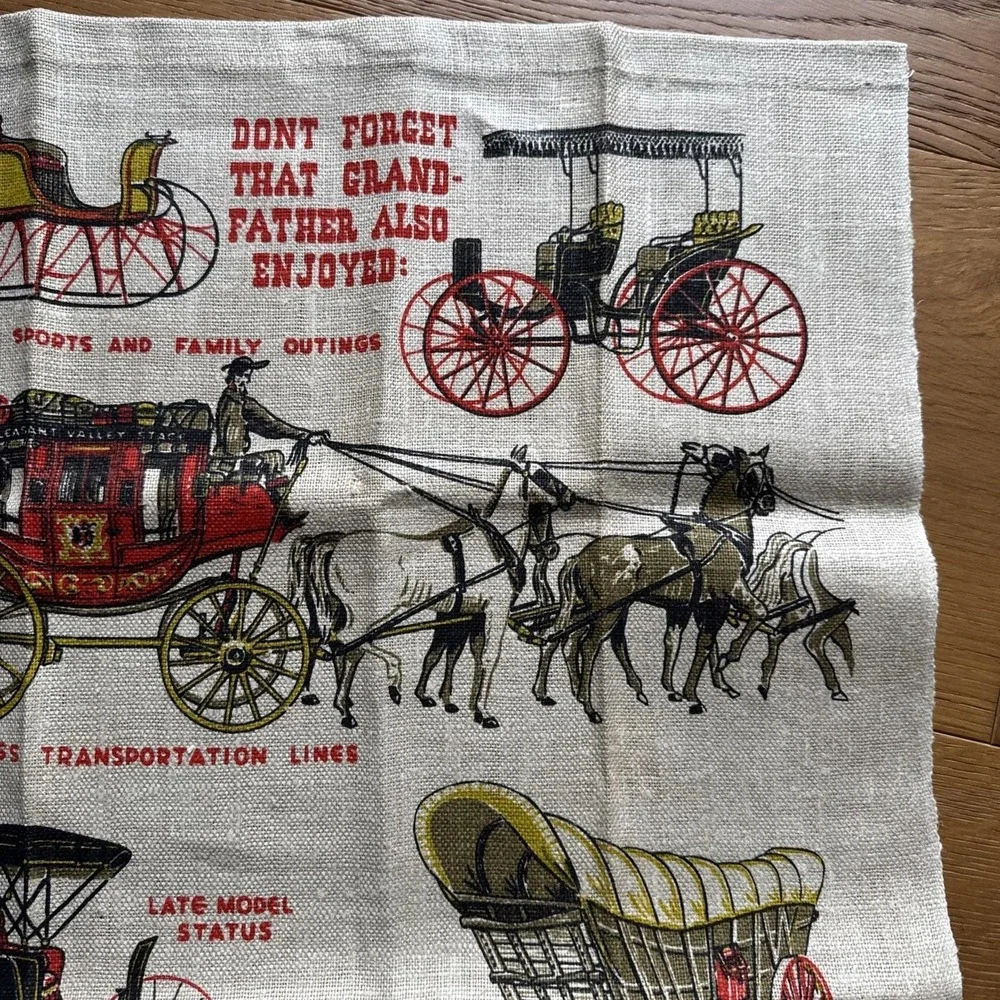 Vintage Linen Towel Robert Wert Back In The Good Old Horse And Buggy Days